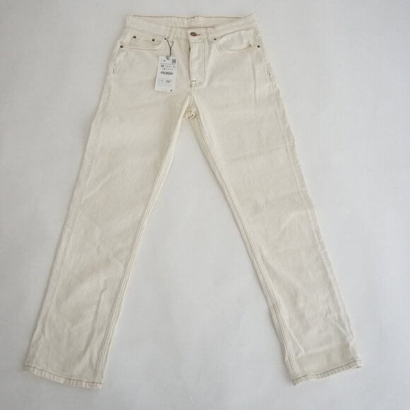 Zara Denim Cream Straight Leg Denim Jeans Size 30 - Picture 1 of 14